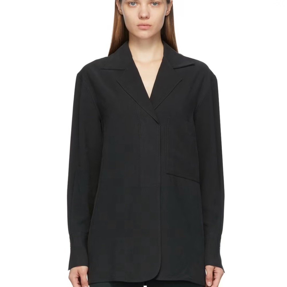 LOW CLASSIC Black Open Collar Shirt